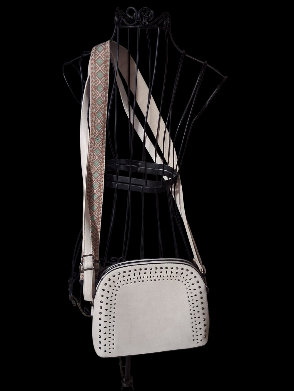 Sam & Hadley Women’s Cream Crossbody Bag with Decorative Studs